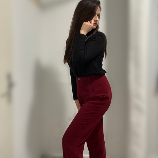 Pantalon Classique Droit Rouge