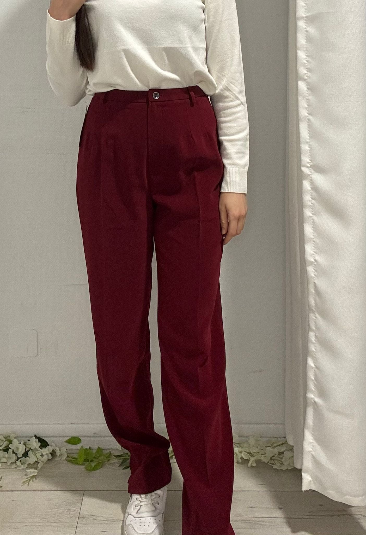 Pantalon Classique Droit Rouge