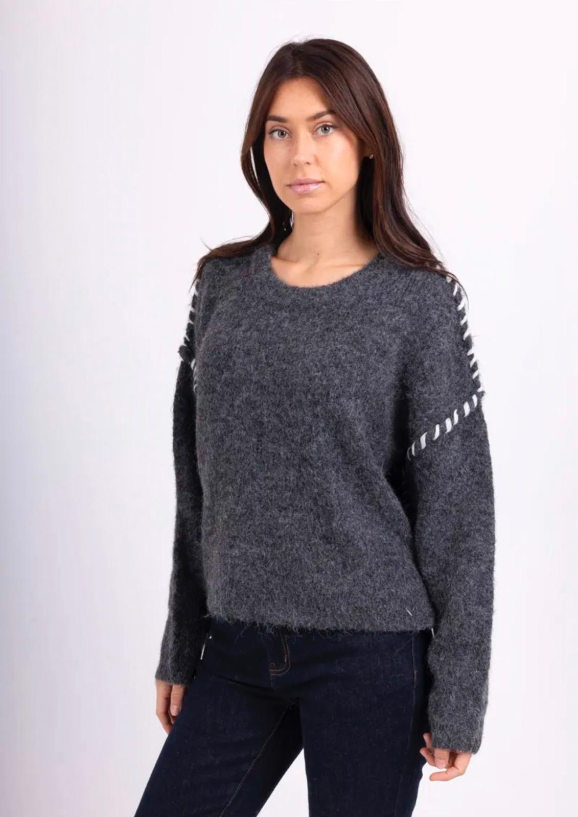 Pull En Maille Tout Doux Gris Foncé