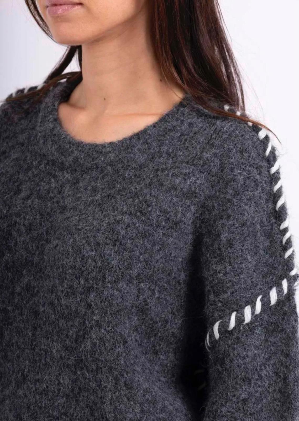 Pull En Maille Tout Doux Gris Foncé