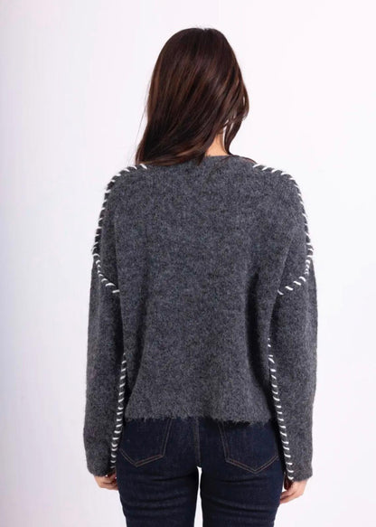 Pull En Maille Tout Doux Gris Foncé