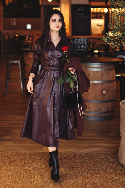 Robe Mira Cuir Bordeaux