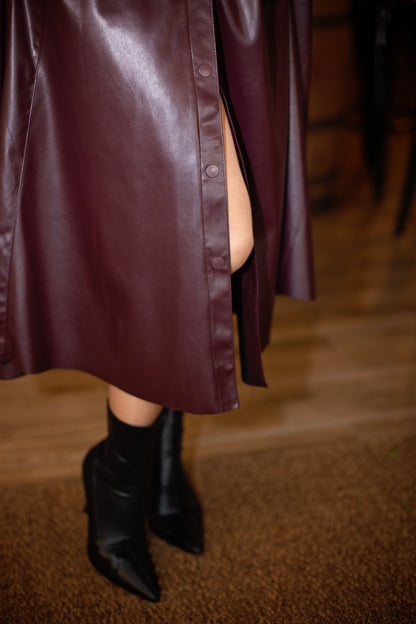 Robe Mira Cuir Bordeaux