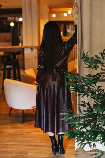 Robe Mira Cuir Bordeaux