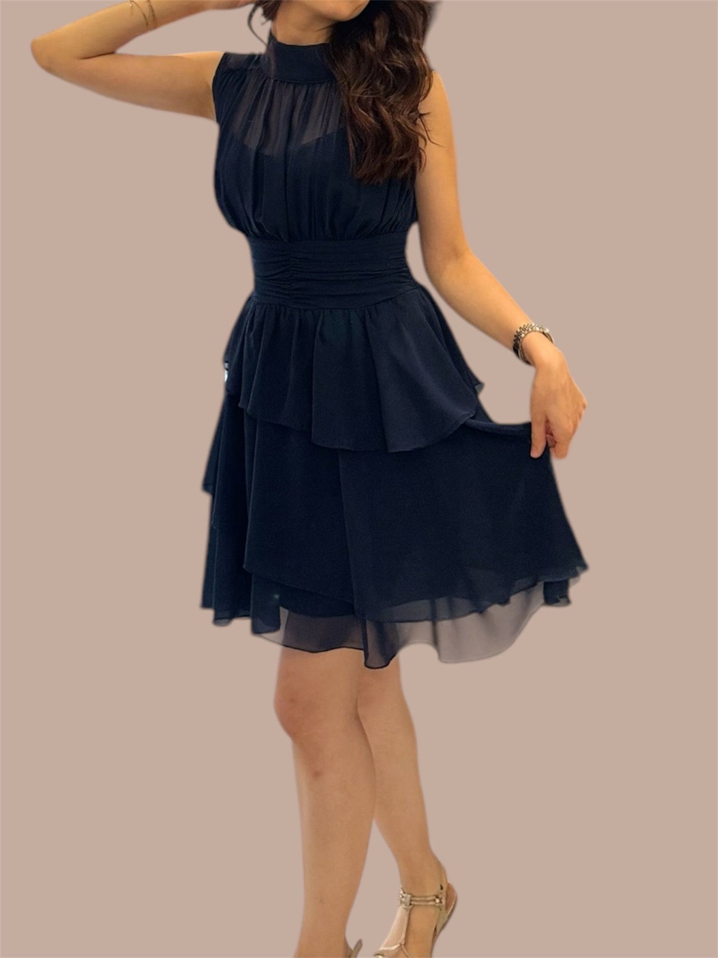 Robes Plissée En Tulle Bleue Marine